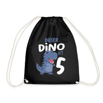5. Geburtstag Jungen Dinosaurier 5 Jahre Dino - Turnbeutel - Schwarz - Vorne