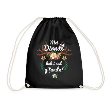 Bayrischer Dialekt Ersatz Dirndl Tracht Hirsch - Turnbeutel - Schwarz - Vorne