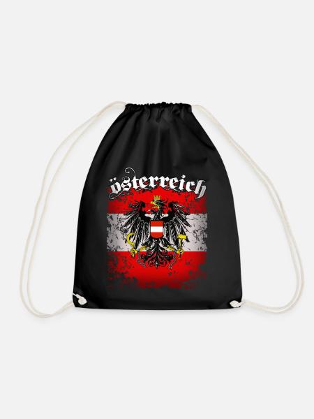 Österreich Fahne Flagge Retro Adler Wappen - Turnbeutel - Schwarz