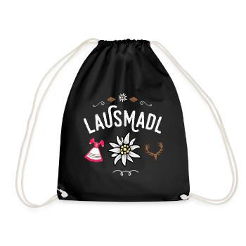 Lausmadl Ersatz Tracht bayrisches Madl Mei Dirndl - Turnbeutel - Schwarz - Vorne