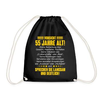 55. Geburtstag - Turnbeutel - Schwarz - Vorne