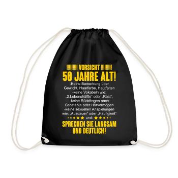 50. Geburtstag - Turnbeutel - Schwarz - Vorne