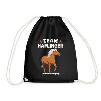 Team Haflinger Reiten Reiter Geschenk - Turnbeutel - Schwarz - Vorne