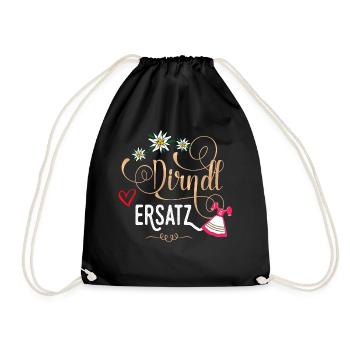 Trachtenshirt Damen Mädchen Dirndl Ersatz Tracht - Turnbeutel - Schwarz - Vorne