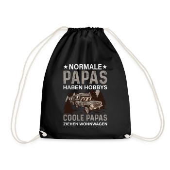 Papa Camper Wohnmobil Wohnwagen Geschenk - Turnbeutel - Schwarz - Vorne