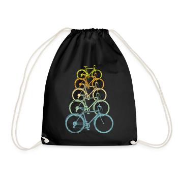 Retro Fahrrad Motiv Fahrradmotiv - Turnbeutel - Schwarz - Vorne