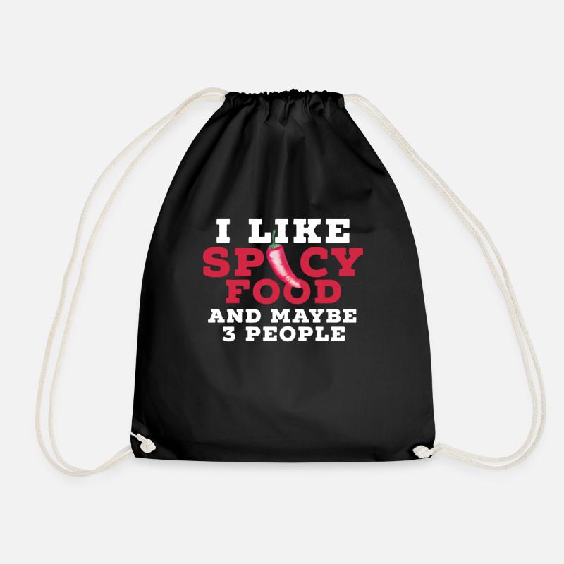 Spicy food kitchen chilli - Drawstring Bag - black