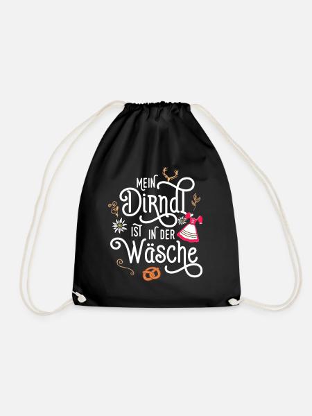 Mein Dirndl ist in der Wäsche Trachtenshirt Damen - Turnbeutel - Schwarz