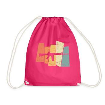 Retro Vintage Gun Rifle Soldier Policeman - Drawstring Bag - fuchsia - Front