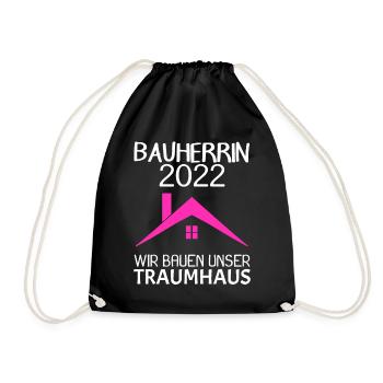 Bauherrin Hausbau Baustelle Richtfest 2022 - Turnbeutel - Schwarz - Vorne