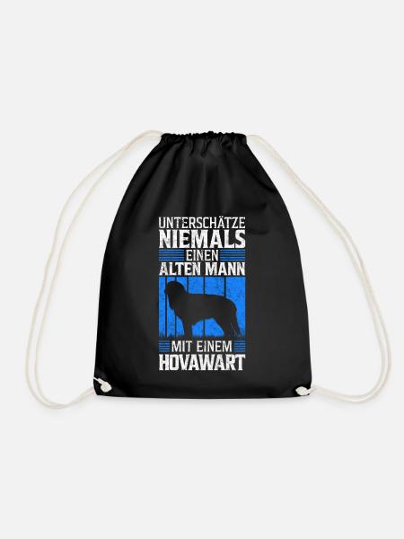 Alter Mann mit Hovawart Bauernhund Spruch - Turnbeutel - Schwarz