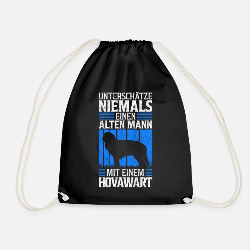 Alter Mann mit Hovawart Bauernhund Spruch - Turnbeutel - Schwarz