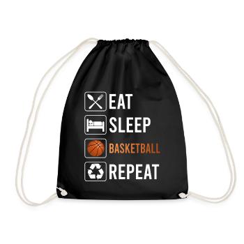 Eat Sleep Basketball Repeat - funny saying - Drawstring Bag - black - Front
