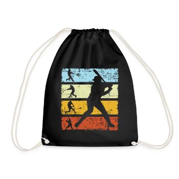 Rétro-joueur de baseball - Sac de sport léger - noir - Devant