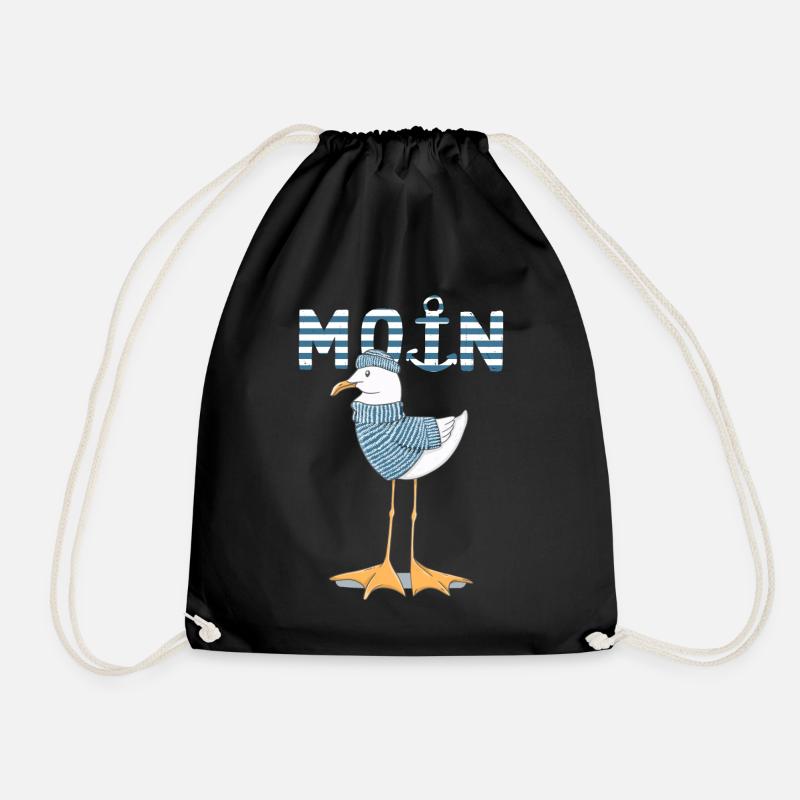 Möwe Moin Norddeutsch cooles Fischer Geschenk - Turnbeutel - Schwarz