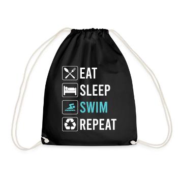 Eat Sleep Swim Repeat - Natation drôle rengaine - Sac de sport léger - noir - Devant