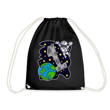 1 birthday astronaut boys children's birthday - Drawstring Bag - black - Front
