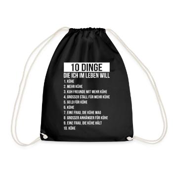 Dinge die ich im Leben Will Kuh Kühe Rinder - Turnbeutel - Schwarz - Vorne