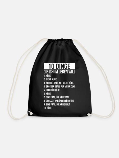 Dinge die ich im Leben Will Kuh Kühe Rinder - Turnbeutel - Schwarz
