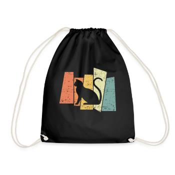 Retro Vintage Cat Sunset Cats Vintage - Drawstring Bag - black - Front
