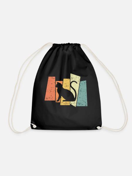 Retro Vintage Cat Sunset Cats Vintage - Turnbeutel - Schwarz