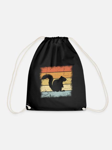 Squirrel Retro Design - Drawstring Bag - black