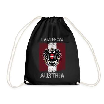 Österreich I am from Austria Retro Fahne Flagge - Turnbeutel - Schwarz - Vorne