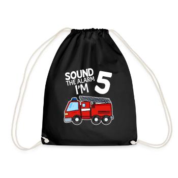 5. Children's birthday - 5 years old - fire brigade - Drawstring Bag - black - Front