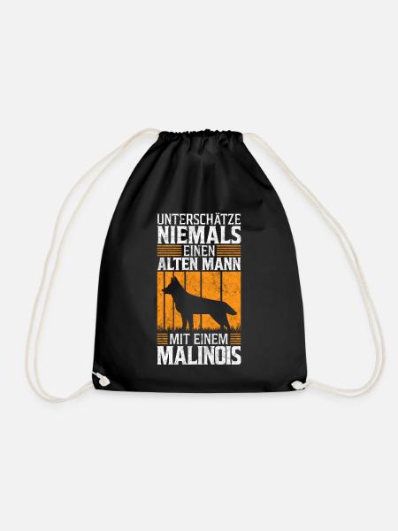Alter Mann mit Malinois Belgischer Schäferhund - Turnbeutel - Schwarz