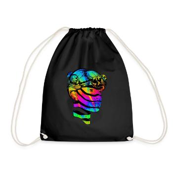 Psychedelic Psychonaut Planet Trippy Head Universe - Drawstring Bag - black - Front