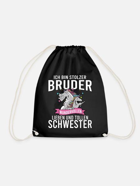 Ich bin stolzer Bruder einer wundervollen - Turnbeutel - Schwarz