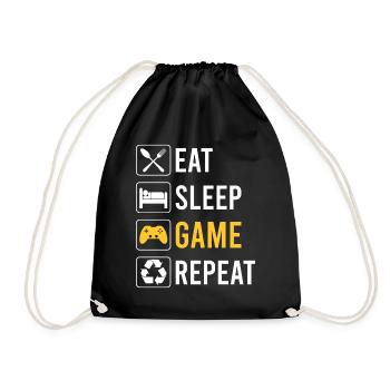 Eat Sleep Game Repeat drôle de sort pour les gamers - Sac de sport léger - noir - Devant