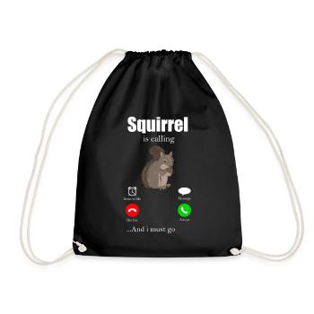 Squirrel Tshirt Chipmunk Squirrel Nut - Drawstring Bag - black - Front