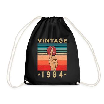 1984 Birthday Gift Retro Woman - Drawstring Bag - black - Front