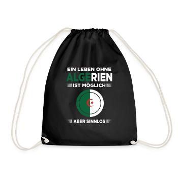 Algerien Algerisch Algerische Flagge Algeria - Turnbeutel - Schwarz - Vorne