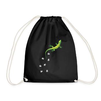 Gecko Eidechse Reptilien Terraristik - Turnbeutel - Schwarz - Vorne