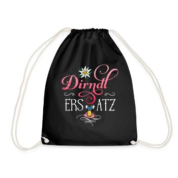 Dirndl Ersatz Damen Trachtenshirt Kinder Sprüche - Turnbeutel - Schwarz - Vorne