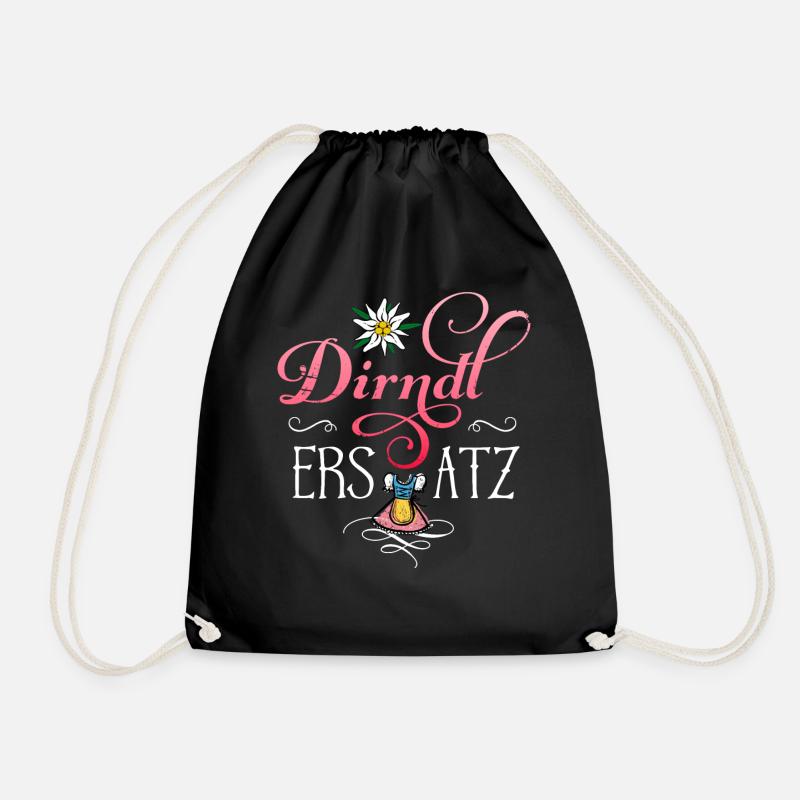 Dirndl Ersatz Damen Trachtenshirt Kinder Sprüche - Turnbeutel - Schwarz