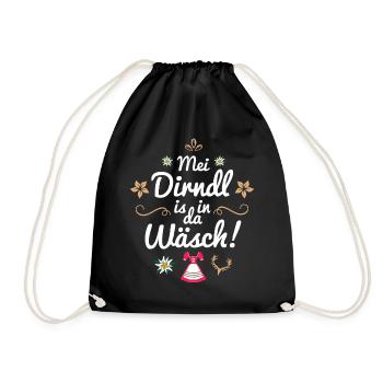 Damen Trachtenshirt Kinder Mei Dirndl Shirt Tracht - Turnbeutel - Schwarz - Vorne