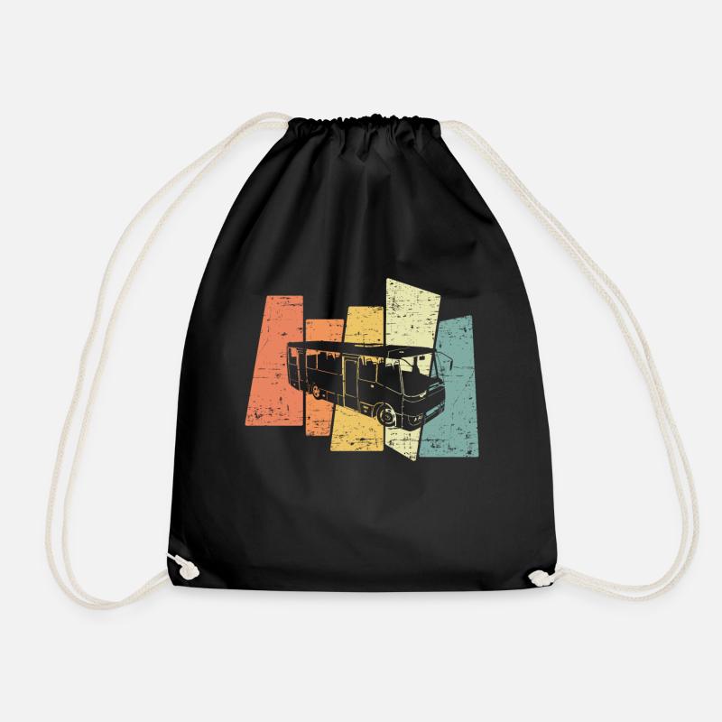 Retro Vintage Bus Bus Driver Profession Bus - Drawstring Bag - black