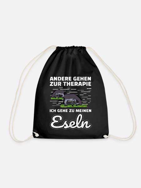 Esel lustiger Spruch Therapie - Turnbeutel - Schwarz