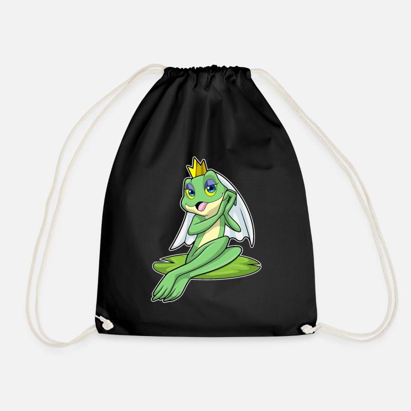 Frosch als Braut bei Hochzeit mit Krone - Turnbeutel - Schwarz