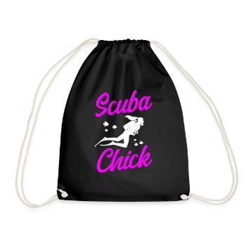 Diving Diver Girl Scuba Chick - Turnbeutel - Schwarz - Vorne