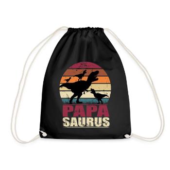 Papasaurus Dinosaur Triplets Father Trex Dino - Drawstring Bag - black - Front