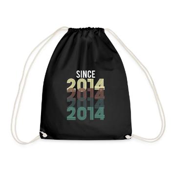 Vintage Since 2014 Birthday Year of Birth - Drawstring Bag - black - Front