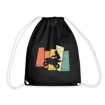 Retro Quad Rider ATV Quad Offroad DirtBike Vintage - Drawstring Bag - black - Front