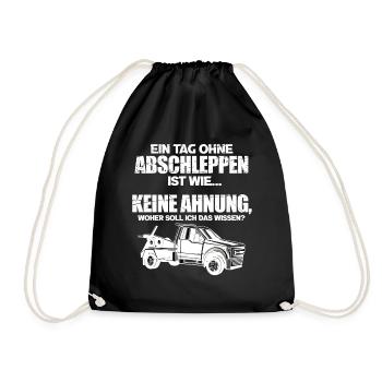 Lustiges Abschlepper Abschleppdienst LKW - Turnbeutel - Schwarz - Vorne