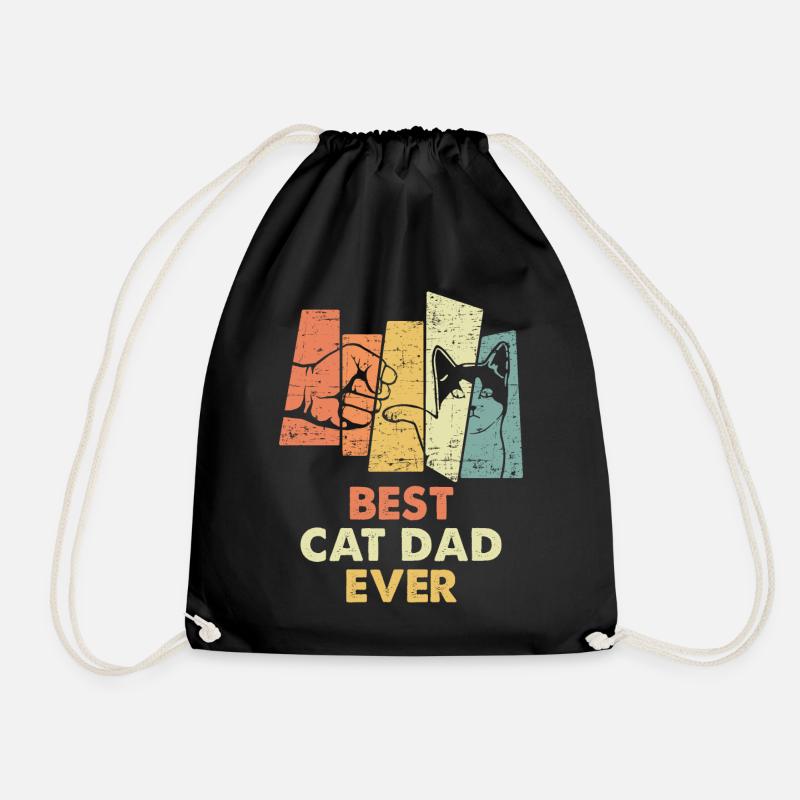 Vintage Best Cat Dad Ever Bump Fit - Turnbeutel - Schwarz
