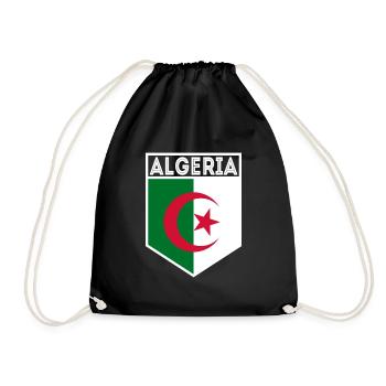 Algeria Algeria flag flag coat of arms - Drawstring Bag - black - Front