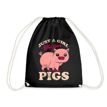 Just A Girl Who Loves Pigs - Drawstring Bag - black - Front